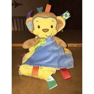 Taggies Monkey Patchkin Pals Plush Security Blanket Lovey Sensory Tags 14''